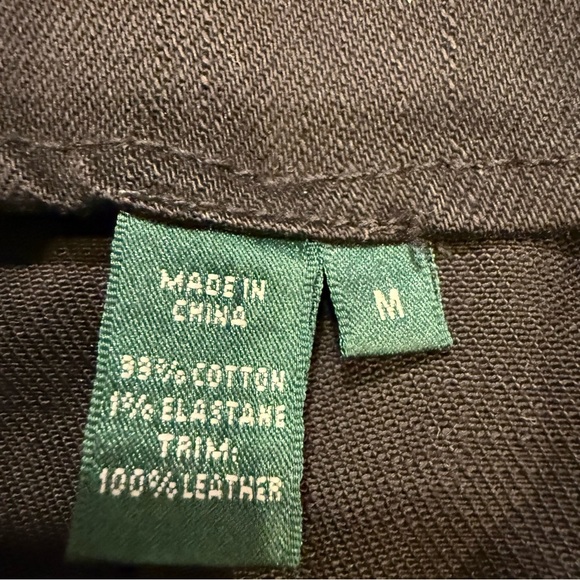 RALPH LAUREN Womens Black Denim Trench Coat Jacket Leather Collar Vtg Sz M - Picture 8 of 12